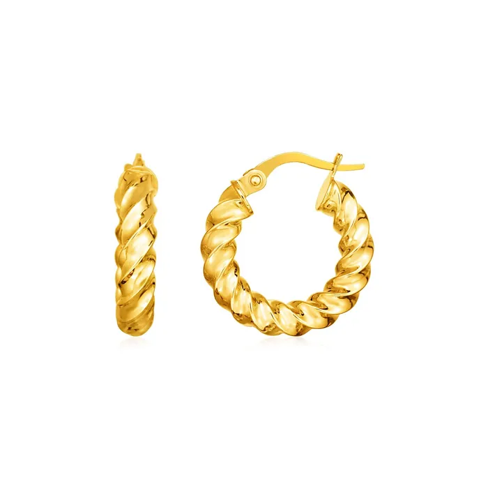 Earrings MayaMila 14k Yellow Gold Polished Twisted Hoop Earrings