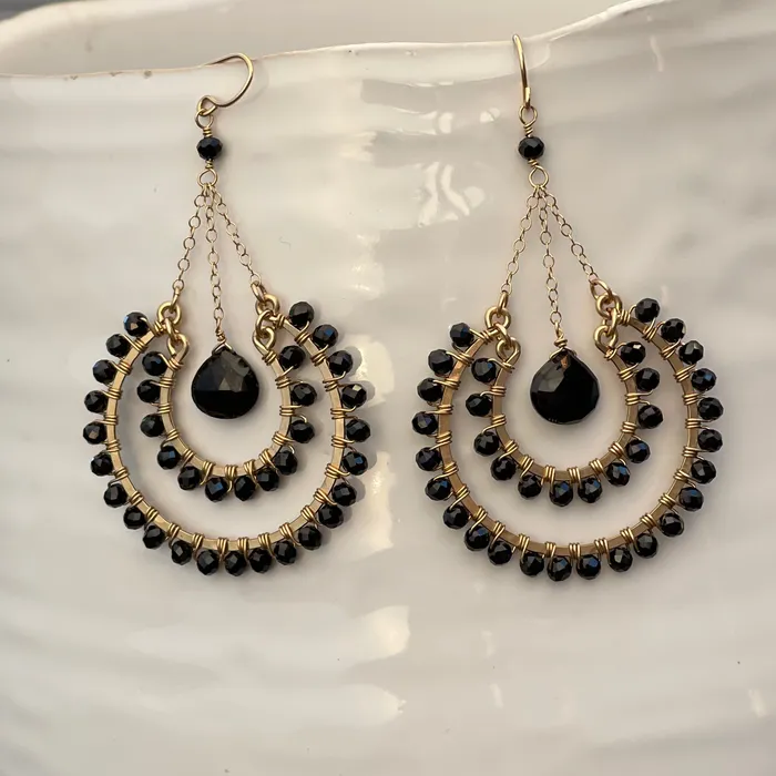 HeidiJHale Designs Earrings 14k Goldfilled Black Onyx Earrings 275