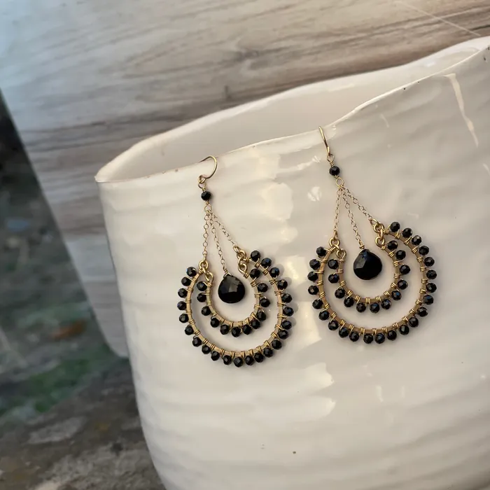 HeidiJHale Designs Earrings 14k Goldfilled Black Onyx Earrings 275