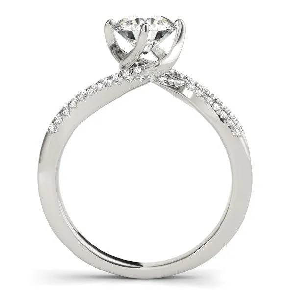 Rings 14K White Gold Spiral Design Pronged Round Diamond Engagement Ring 1 18 ct tw mayamila