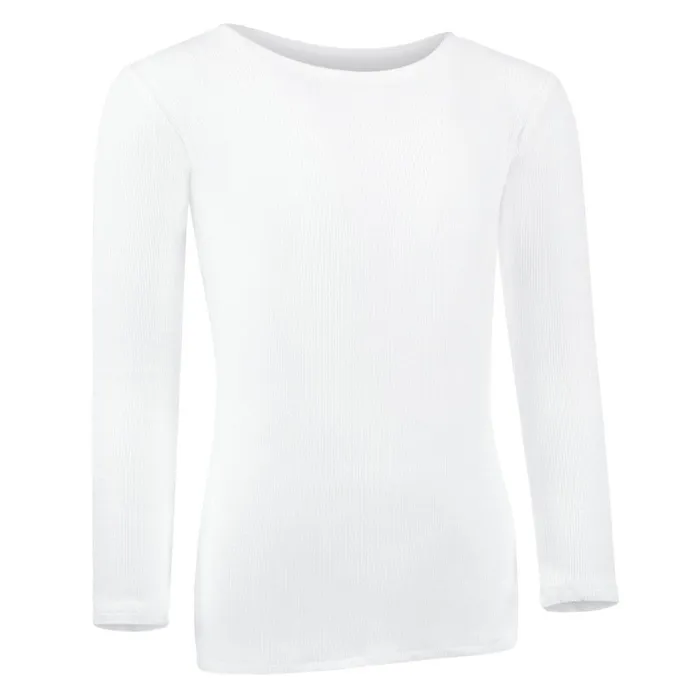 Rings Pea Bee Jae PBJ Girls Ribbed Long Sleeve Shell White