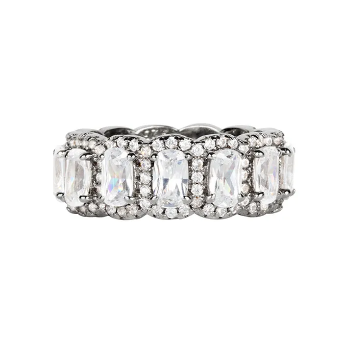 Rings Stunning 3PCS Two Tone Cushion Cut Sterling Silver Wedding Band Set Shineofdiamond