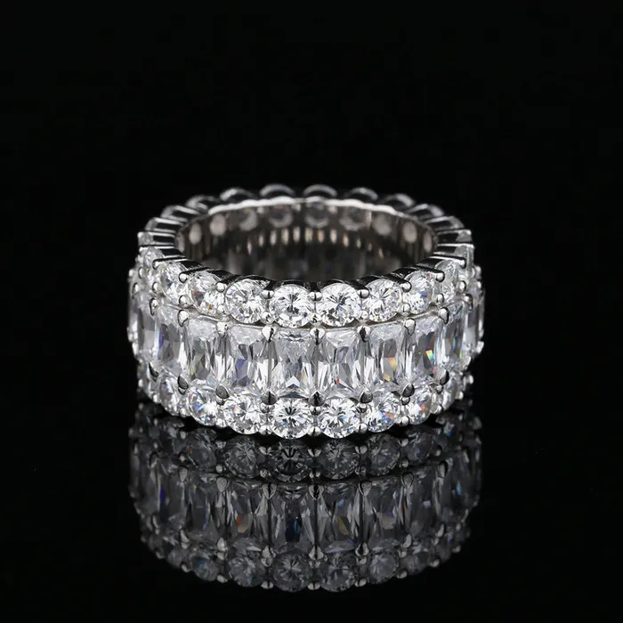 shine of diamond Rings Vintage Eternity Three Row Wedding Band In Sterling Silver shine of diamond Rings Vintage Eternity Three Row Wedding Band In Sterling Silver