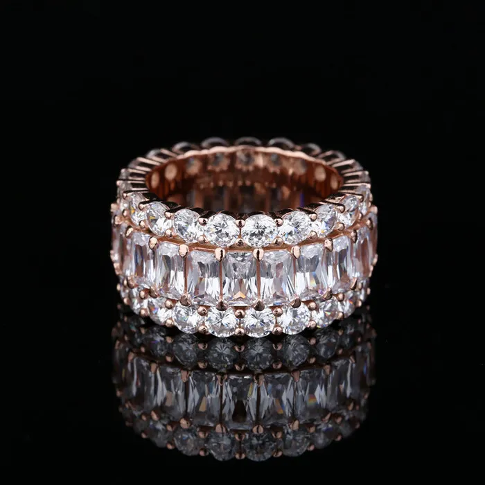 shine of diamond Rings Vintage Eternity Three Row Wedding Band In Sterling Silver shine of diamond Rings Vintage Eternity Three Row Wedding Band In Sterling Silver