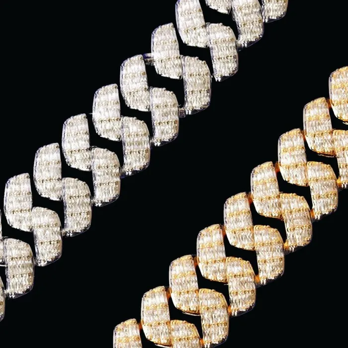 BAGUETTE Necklaces 15MM Baguette Iced Out Diamond Necklace Chain