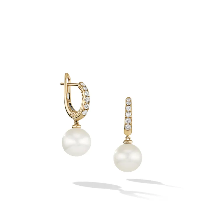 David Yurman Earrings Pearl and Pav Drop Earrings in 18K Yellow Gold with Pearls and Diamonds 156mm David Yurman Earrings Pearl and Pav Drop Earrings in 18K Yellow Gold with Pearls and Diamonds 156mm