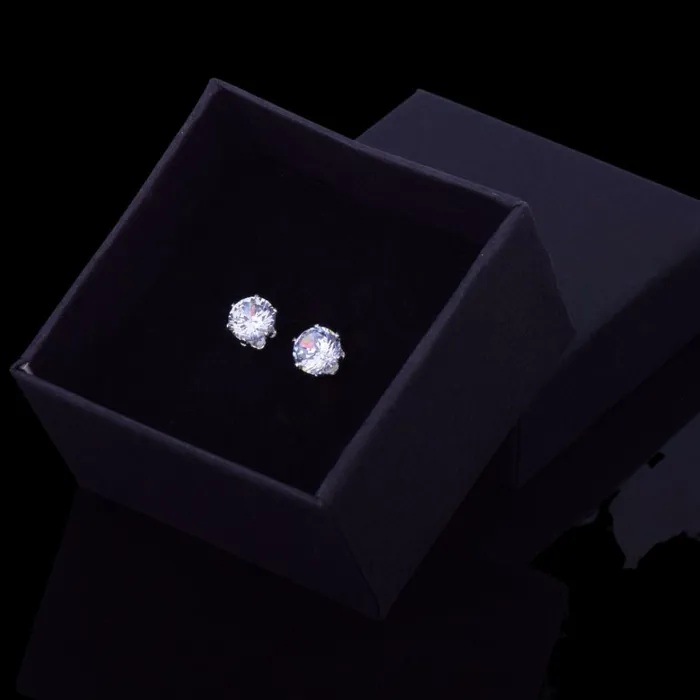Earrings DIAMOND 6MM8MM VVS Shine Round Diamond Push Back Iced Out Diamond Stud Earrings