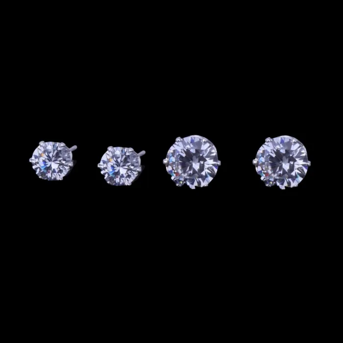 Earrings DIAMOND 6MM8MM VVS Shine Round Diamond Push Back Iced Out Diamond Stud Earrings