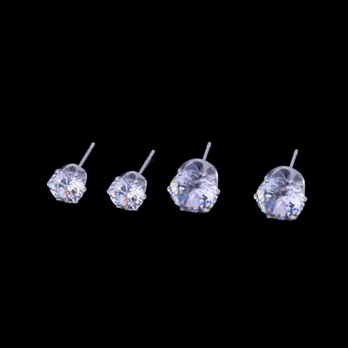 Earrings DIAMOND 6MM8MM VVS Shine Round Diamond Push Back Iced Out Diamond Stud Earrings