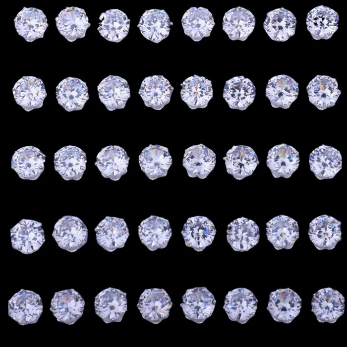 Earrings DIAMOND 6MM8MM VVS Shine Round Diamond Push Back Iced Out Diamond Stud Earrings