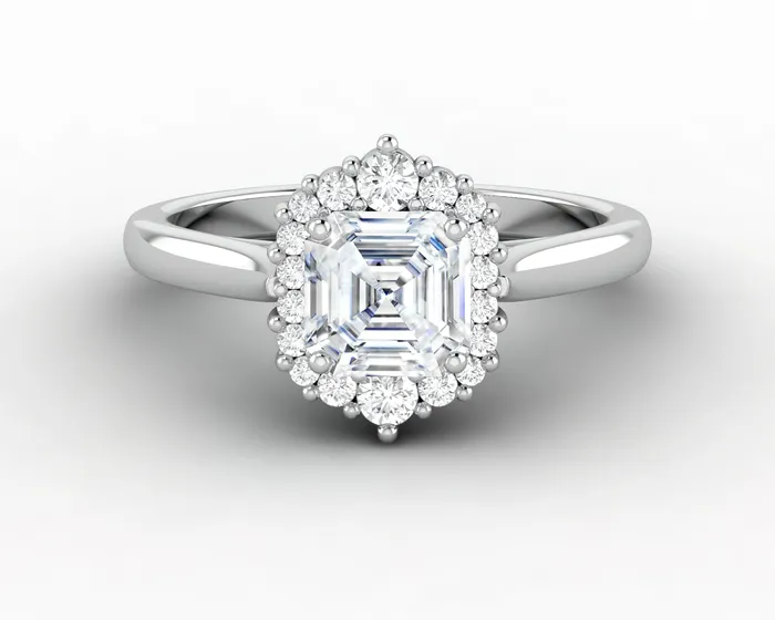Juno 10 Ct Asscher Cut Halo Moissanite Engagement Ring Sapheena Jewelry Rings