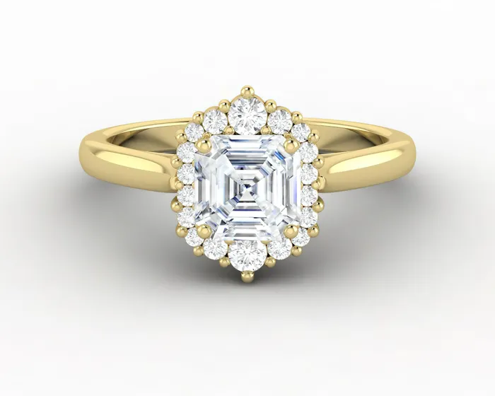 Juno 10 Ct Asscher Cut Halo Moissanite Engagement Ring Sapheena Jewelry Rings