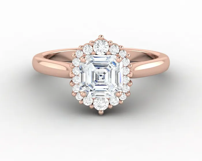 Juno 10 Ct Asscher Cut Halo Moissanite Engagement Ring Sapheena Jewelry Rings