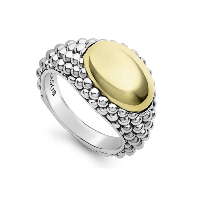 LAGOS Rings High Bar Smooth TwoTone Caviar Ring