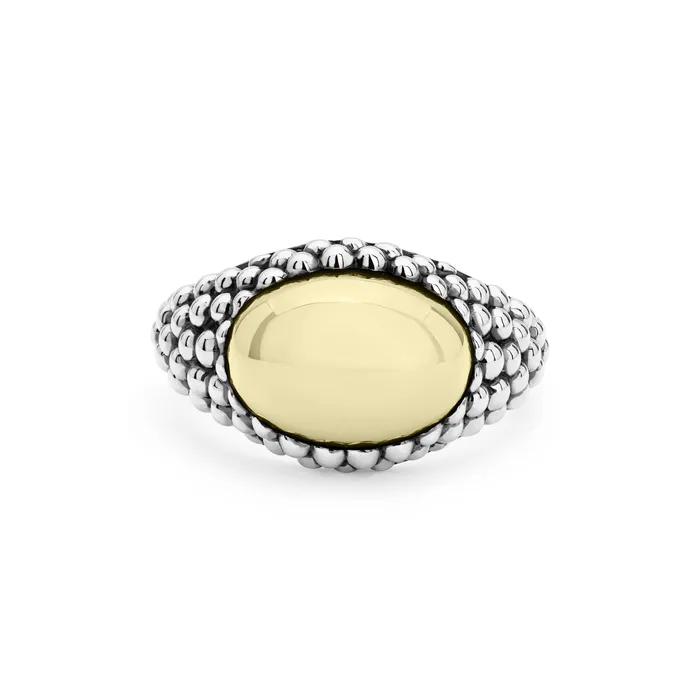 LAGOS Rings High Bar Smooth TwoTone Caviar Ring