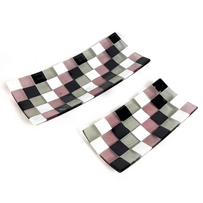 Ragazzi C Earrings Chessboard Plate Murano Glass