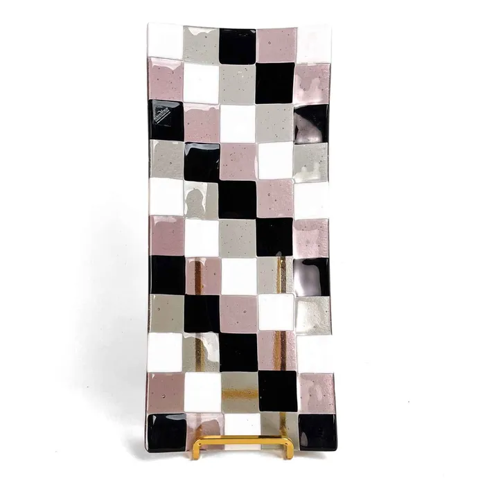 Ragazzi C Earrings Chessboard Plate Murano Glass