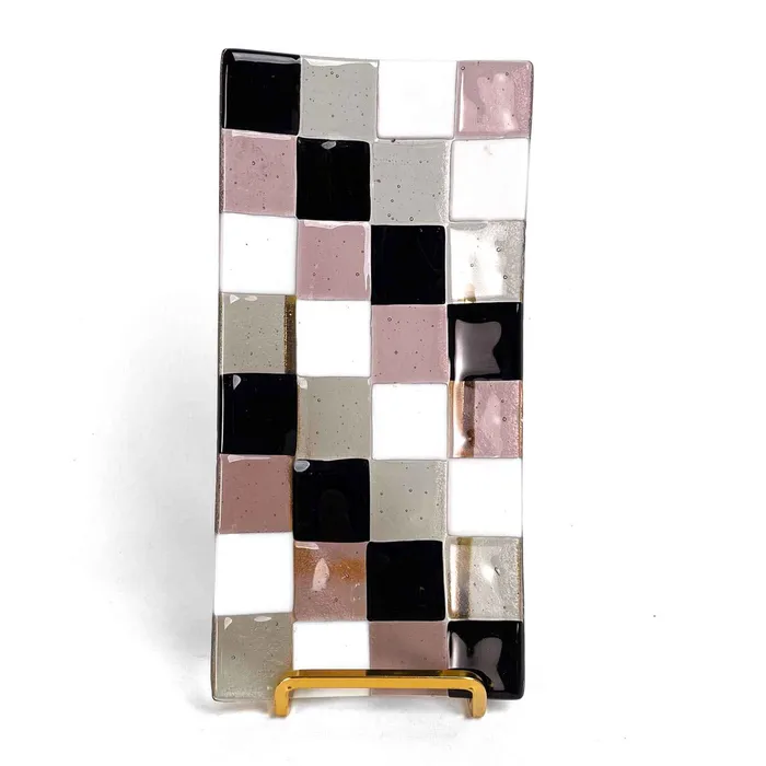 Ragazzi C Earrings Chessboard Plate Murano Glass