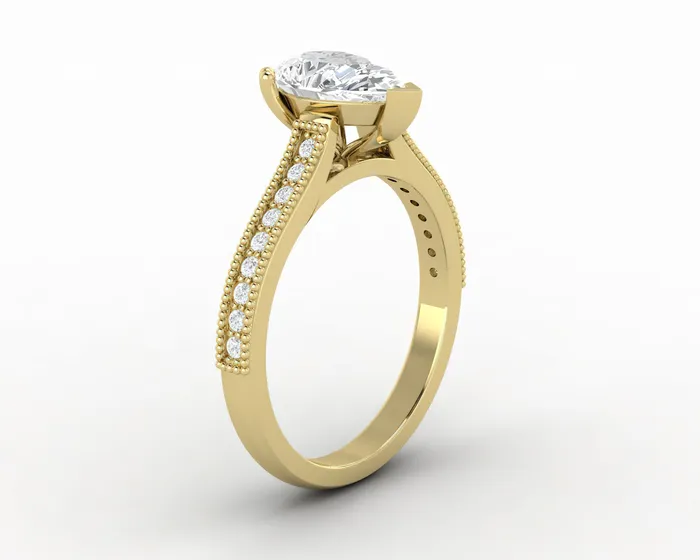 Rings Sapheena Jewelry Thea 12 Ct Solitaire Pear Cut Engagement Ring With Side Stones