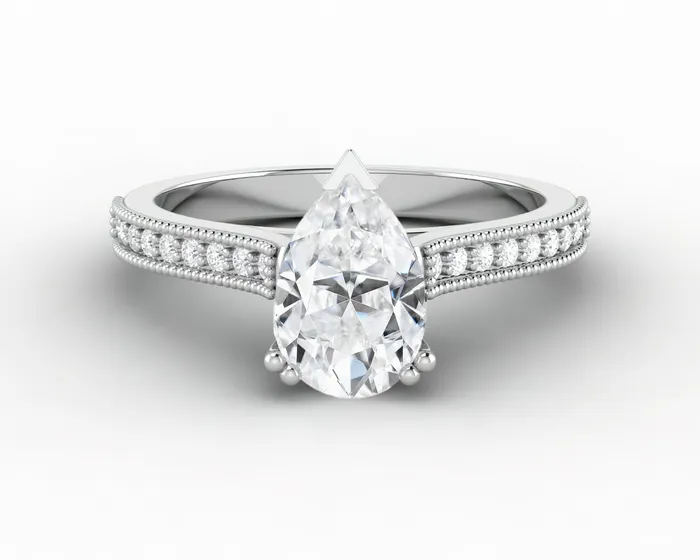 Rings Sapheena Jewelry Thea 12 Ct Solitaire Pear Cut Engagement Ring With Side Stones