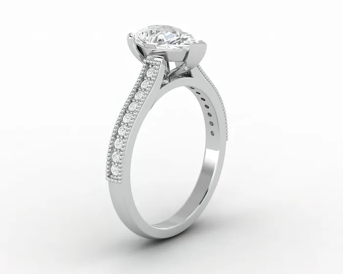 Rings Sapheena Jewelry Thea 12 Ct Solitaire Pear Cut Engagement Ring With Side Stones
