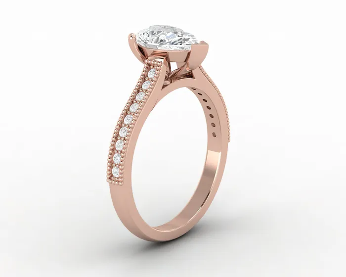 Rings Sapheena Jewelry Thea 12 Ct Solitaire Pear Cut Engagement Ring With Side Stones
