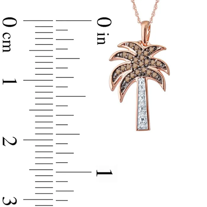 01 CT TW Champagne and White Natural Diamond Palm Tree Pendant in 10K Rose Gold Goldia Necklaces 01 CT TW Champagne and White Natural Diamond Palm Tree Pendant in 10K Rose Gold Goldia Necklaces