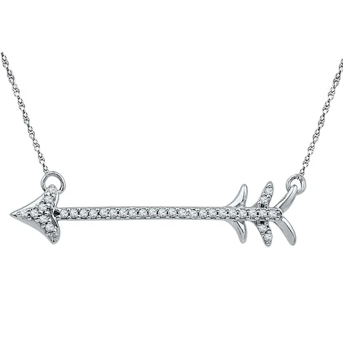 01 CT TW Natural Diamond Arrow Necklace in Sterling Silver 17 Goldia Necklaces