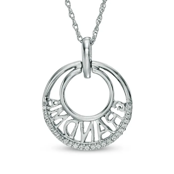 01 CT TW Natural Diamond Grandma Double Circle Pendant in Sterling Silver Goldia Necklaces