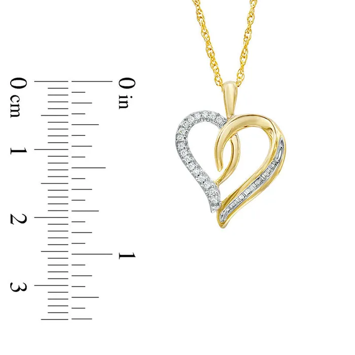 013 CT TW Natural Diamond Swirling Heart Pendant in 10K Yellow Gold Goldia Necklaces
