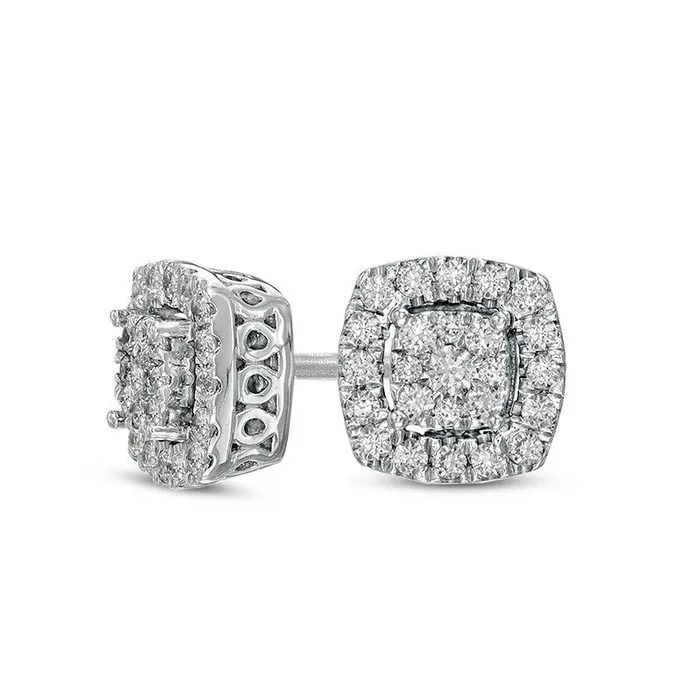 025 CT TW Composite Diamond Frame Stud Earrings in 10K White Gold Goldia Earrings 025 CT TW Composite Diamond Frame Stud Earrings in 10K White Gold Goldia Earrings