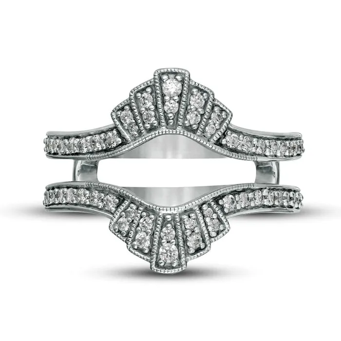 038 CT TW Natural Clarity Enhanced Diamond Antique VintageStyle Crown Solitaire Enhancer in Solid 14K White Gold Goldia Earrings