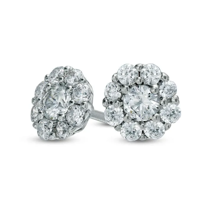 05 CT TW Diamond Frame Flower Stud Earrings in 10K White Gold Goldia Earrings 05 CT TW Diamond Frame Flower Stud Earrings in 10K White Gold Goldia Earrings