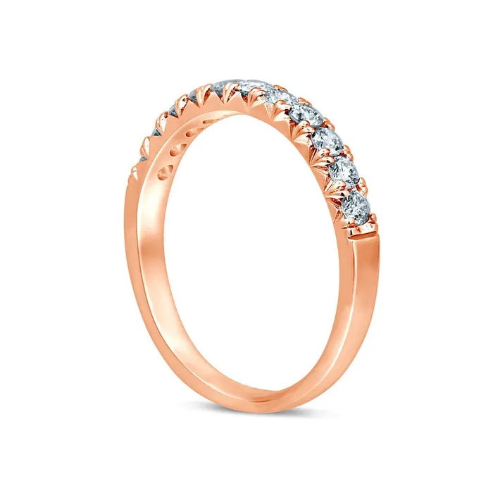050 CT TW Natural Diamond Eleven Stone Anniversary Band in Solid 14K Rose Gold Goldia Rings