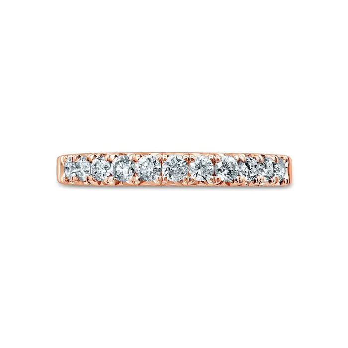 050 CT TW Natural Diamond Eleven Stone Anniversary Band in Solid 14K Rose Gold Goldia Rings
