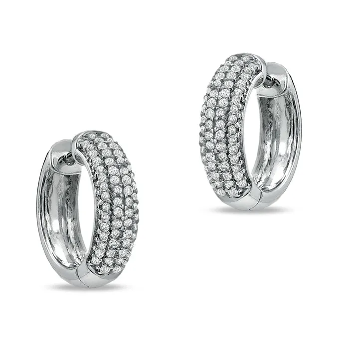 075 CT TW Diamond MultiRow Huggie Earrings in 10K White Gold Goldia Earrings 075 CT TW Diamond MultiRow Huggie Earrings in 10K White Gold Goldia Earrings