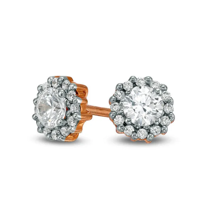 1 CT TW Diamond Frame Stud Earrings in 14K Rose Gold Goldia Earrings 1 CT TW Diamond Frame Stud Earrings in 14K Rose Gold Goldia Earrings