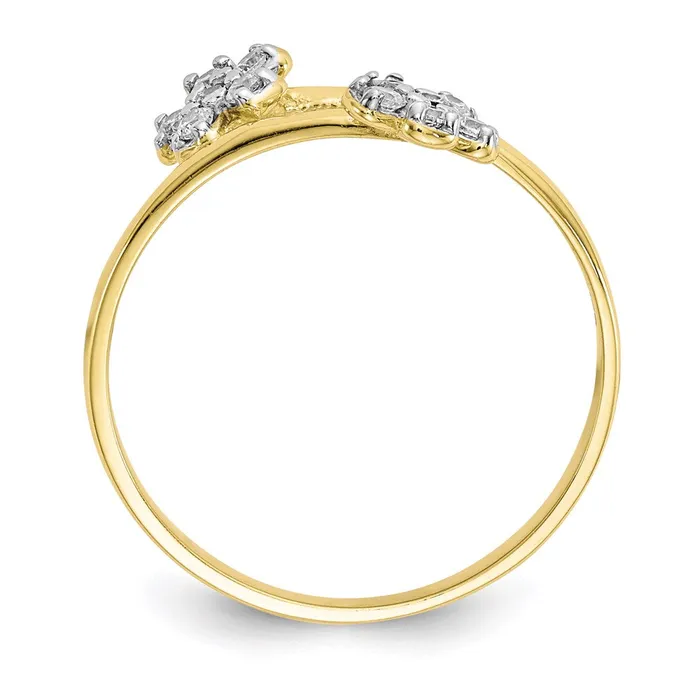 10K Yellow Gold Double Flower CZ Ring Goldia Rings