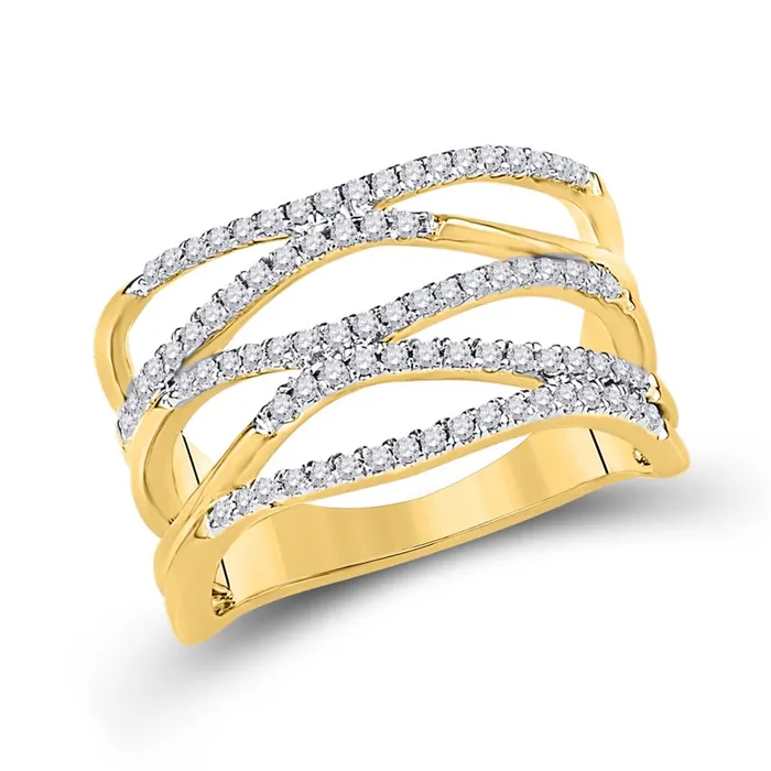 10k Yellow Gold Round Diamond Open Strand Band Ring 38 Cttw gndatlanta Rings 10k Yellow Gold Round Diamond Open Strand Band Ring 38 Cttw gndatlanta Rings
