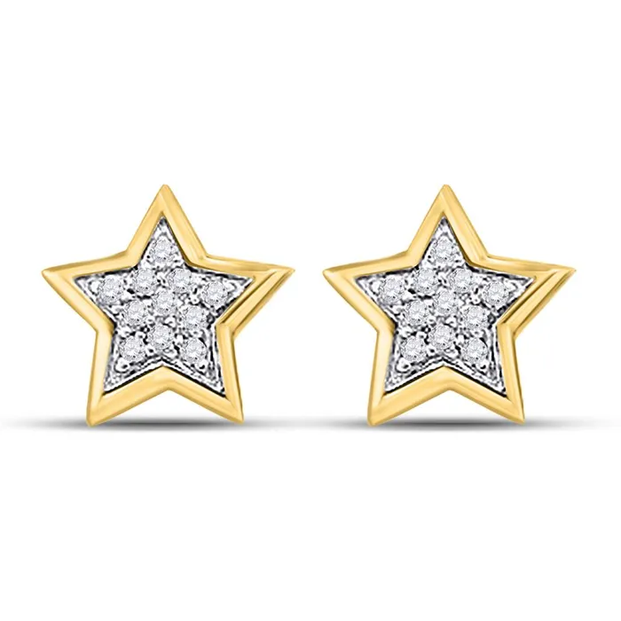 10k Yellow Gold Round Diamond Star Earrings 120 Cttw gndatlanta Earrings 10k Yellow Gold Round Diamond Star Earrings 120 Cttw gndatlanta Earrings
