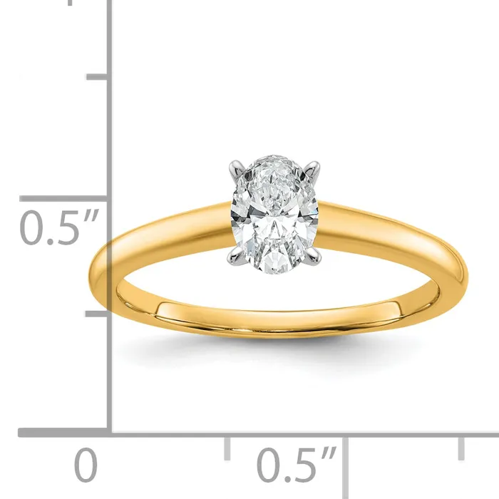 14k Twotone 12 Ct Lab Grown Diamond VSSI G Oval Solitare Engagement Ring Goldia Rings