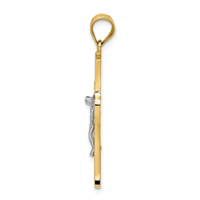 14k Twotone Gold Polished Crucifix Cross Pendant Goldia Rings