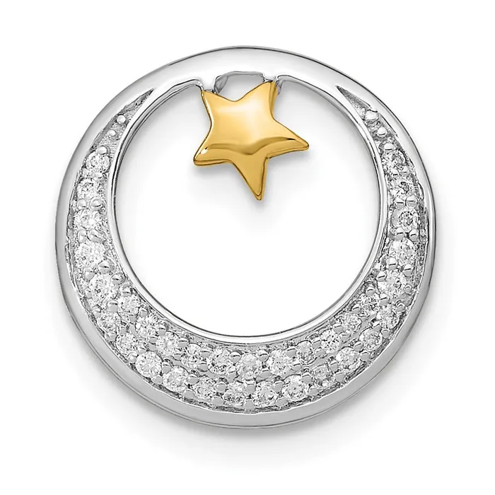14k TwoTone Gold Polished Moon wStar Real Diamond Chain Slide Goldia Rings 14k TwoTone Gold Polished Moon wStar Real Diamond Chain Slide Goldia Rings