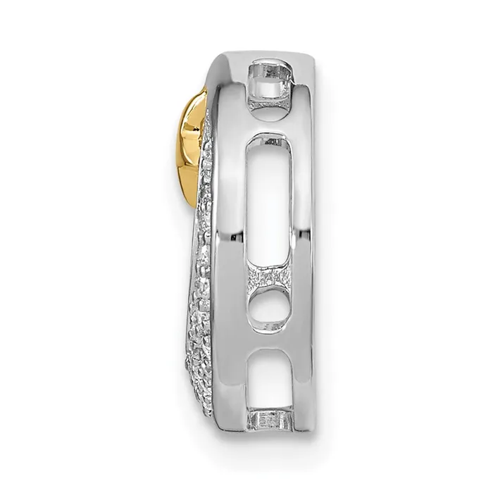 14k TwoTone Gold Polished Moon wStar Real Diamond Chain Slide Goldia Rings