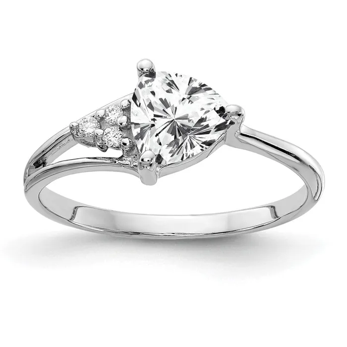 14k White Gold 6mm Cubic Zirconia AAA Diamond ring Goldia Rings