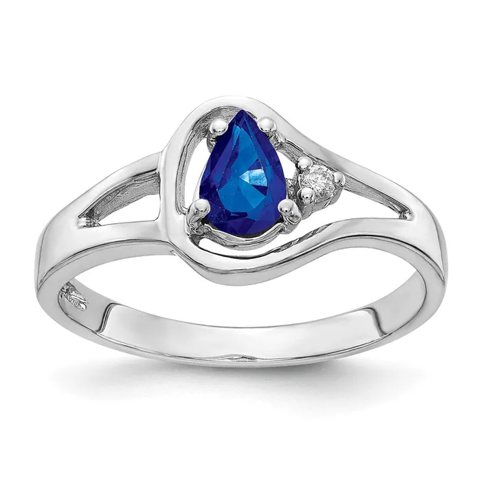 14k White Gold 6x4mm Pear Sapphire VS Real Diamond ring Goldiacom Rings