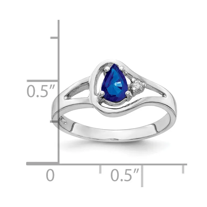 14k White Gold 6x4mm Pear Sapphire VS Real Diamond ring Goldiacom Rings