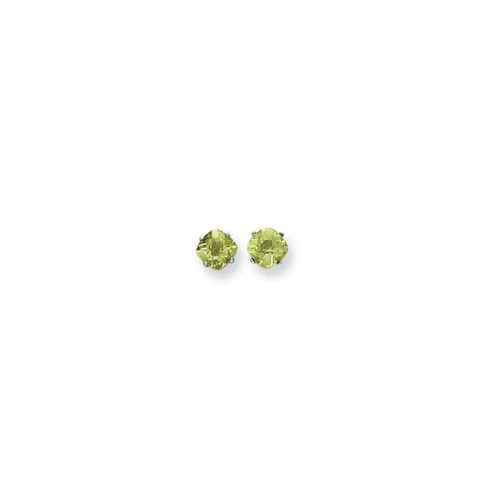 14k White Gold 6x6mm Cushion Peridot Checker Earrings Goldia Earrings