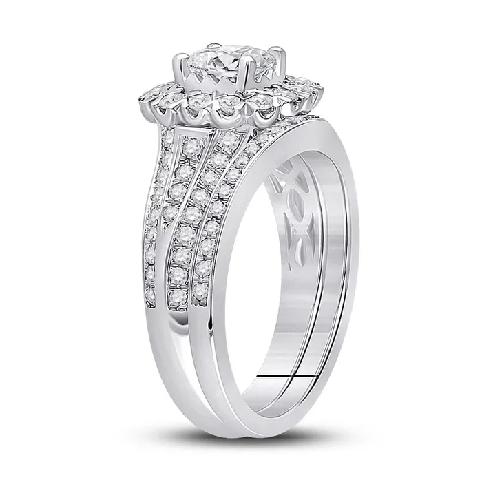 14k White Gold Cushion Diamond Bridal Wedding Ring Set 112 Cttw Certified gndatlanta Rings