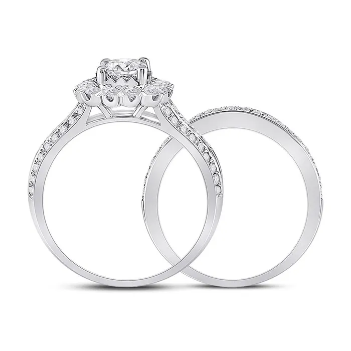 14k White Gold Cushion Diamond Bridal Wedding Ring Set 112 Cttw Certified gndatlanta Rings